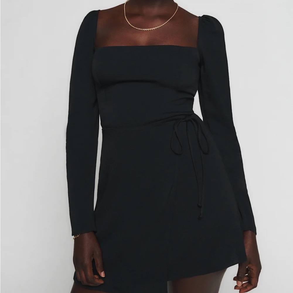 Reformation Black Long Sleeve Sheath Dress
